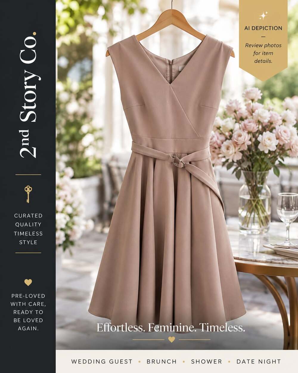 Maje Pink V-Neck Fit and Flare Dress with Belt